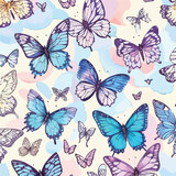 Seamless Pattern of Butterflies. Graceful Garden Flyers