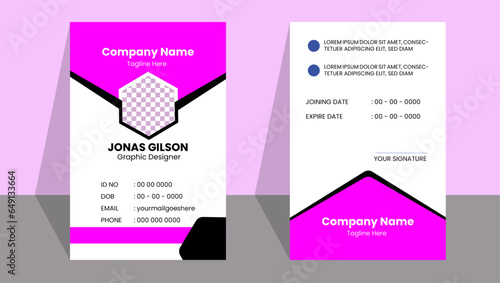 Simple vector office ID card design template. Creative Corporate Business identity card for employees with four color variations,Modern and creative corporate company employee id card template with to