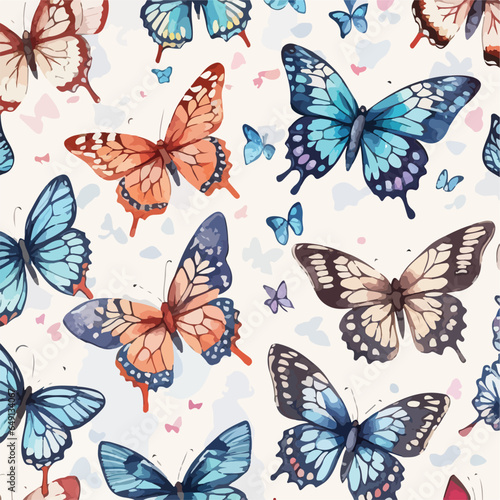 Seamless Pattern of Butterflies. Butterfly Garden Delight