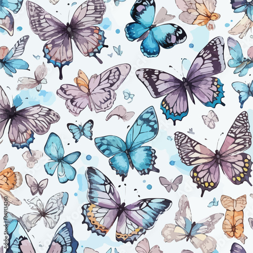 Seamless Pattern of Butterflies. Gossamer Wings
