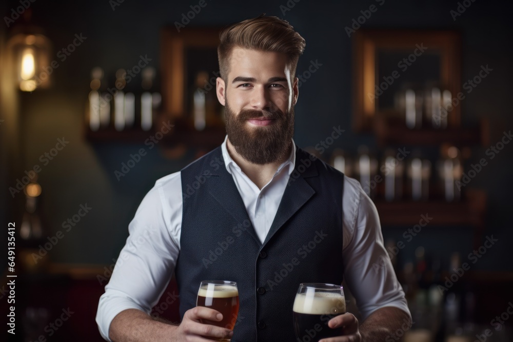 Handsome bearded waiter Handsome bearded waiter