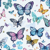 Seamless Pattern of Butterflies. Dancing Butterflies