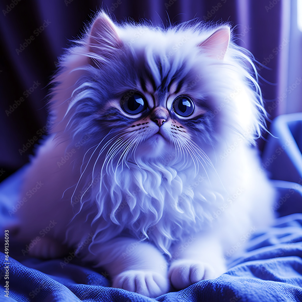 Fluffy White Cat with mystery eye | Fantasy of cute cat furry mammal | Whimsical Whiskers Cat. Generative AI Fluffy White Cat with mystery eye | Fantasy of cute cat furry mammal | Whimsical Whiskers Cat. Generative AI