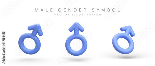 Male gender symbol. Sign of Mars. Blue circle with arrow. Marking of men goods, premises, toilets. Product label for adults. Set of icons on white background. Isolated vector image