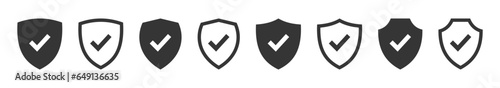 Shield and checkmark icon vector design. Protection verification icons set. Security shield symbol template