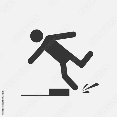 Trip icon. Mind your step notice. Watch warning sign. Vector