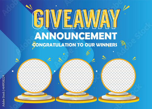 Giveaway winner announcement social media post banner template
