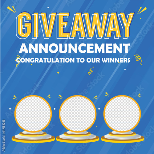 Giveaway winner announcement social media post banner template