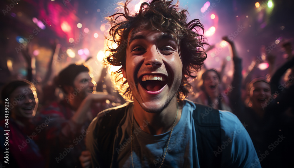 young person in underground disco enjoying and dancing on the dancefloor,neon lights. young person in underground disco enjoying and dancing on the dancefloor,neon lights.