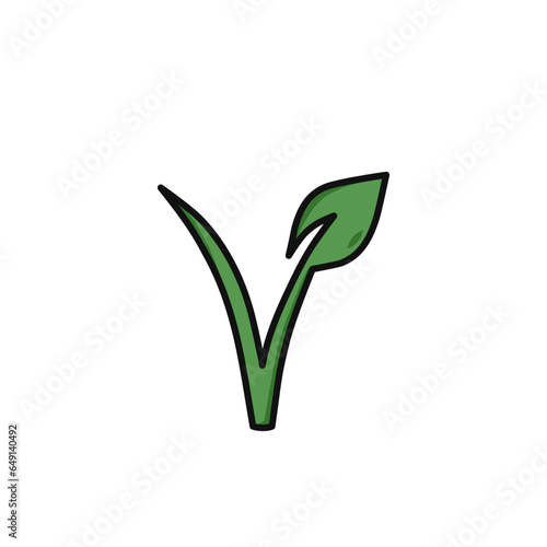 Vegan logo icon sign Hand drawn Doodle design Organic bio ecological symbol Meat-free lactose-free wholesome fresh and non-violent food emblem Fashion print for clothes greeting invitation card banner