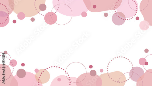流体シェイプとドット サークル フレーム 背景/上下柄・くすみピンク