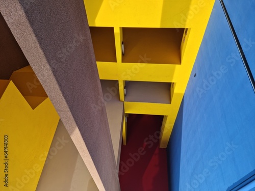 Italy, a contemporary building in Milan with numerous colorful walls