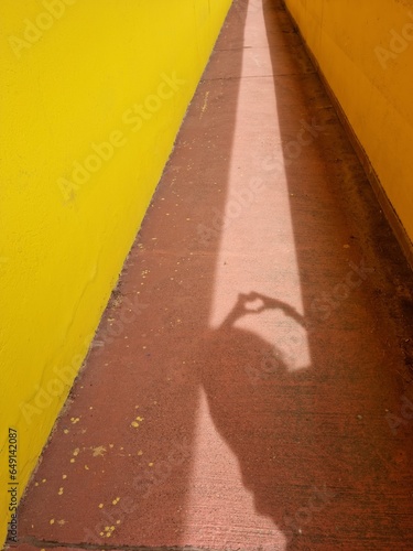 Hand shaped heart. shadows, rays and colors photo