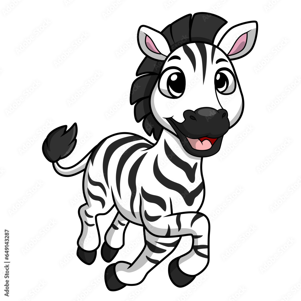 Cute little zebra cartoon on white background Cute little zebra cartoon on white background