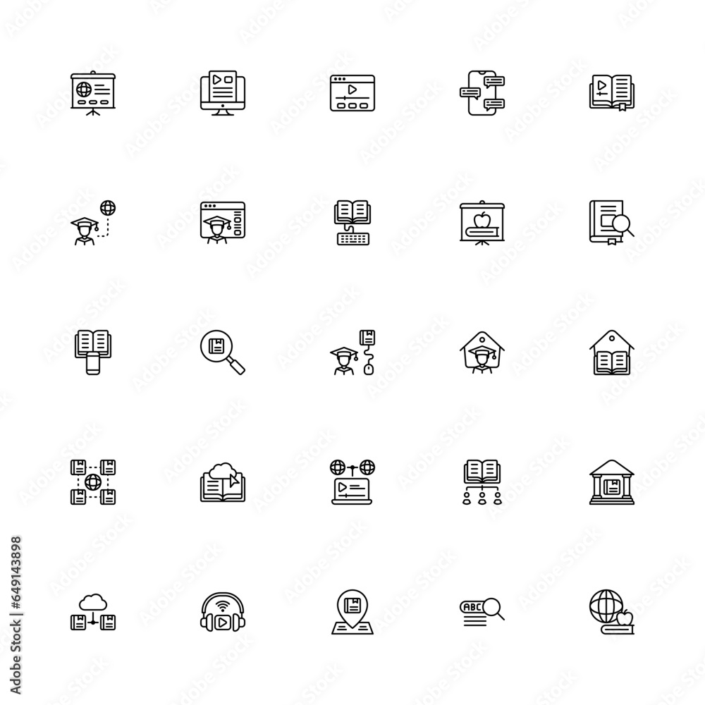 eLearning Outline 2d Icon. Editable stroke. Pixel Perfect at 32x32