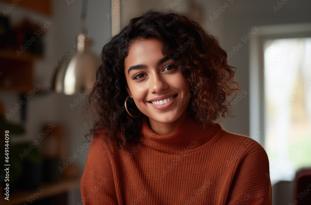 Smiling young woman relaxing at home Smiling young woman relaxing at home