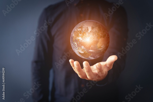 Planet Earth in hands. Global  world  business  technology concept.