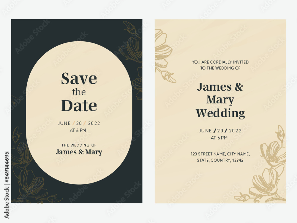 Wedding Invitation Cards Design in Double-Side, Ready To Be Printable. Wedding Invitation Cards Design in Double-Side, Ready To Be Printable.