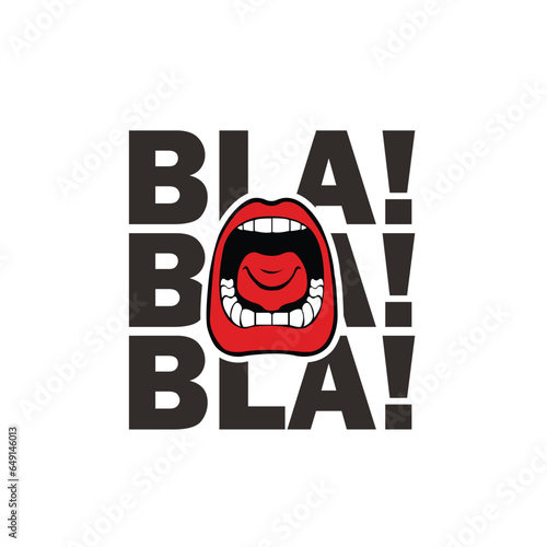 Bla Bla Bla Throat oral icon for for printing or screen printing etc. vector illustration