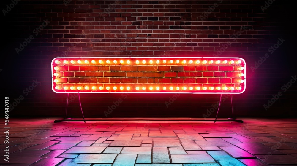 Portrait neon sign with brick background AI Generative Portrait neon sign with brick background AI Generative