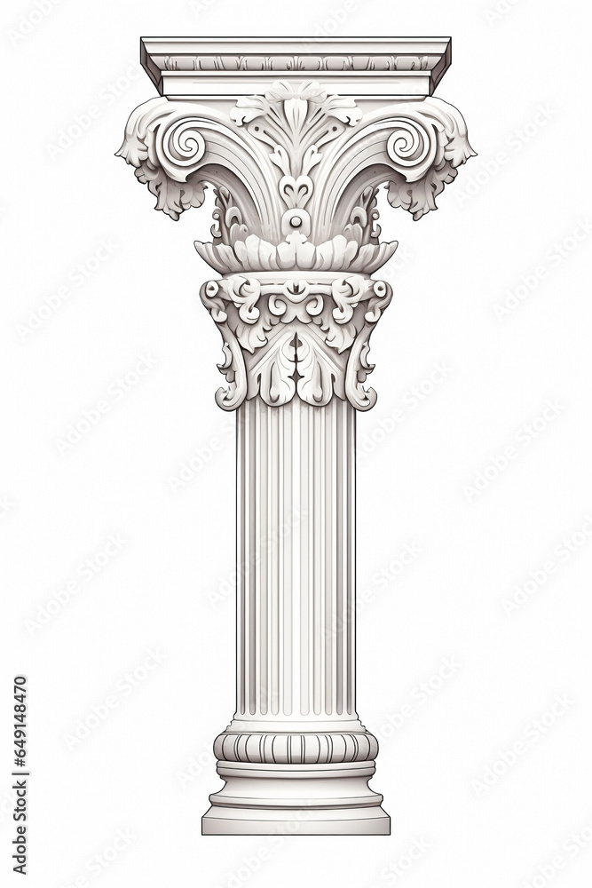 Drawing of the column on a neutral background. - obrazy, fototapety, plakaty 