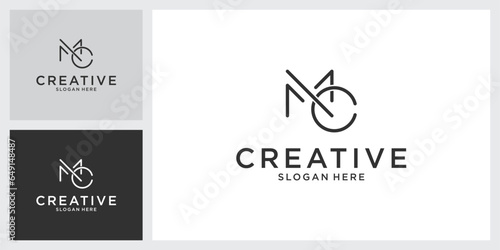 MC or CM initial letter logo design vector