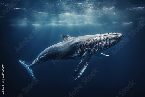 An image of a whale swimming under water - Generative AI