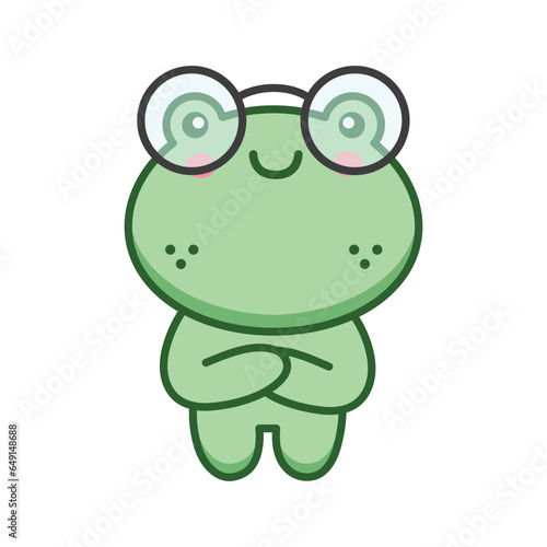 Cute Kawaii Nerd Frog, Nerd Froggy, Smart Frog, Smart Froggy Character