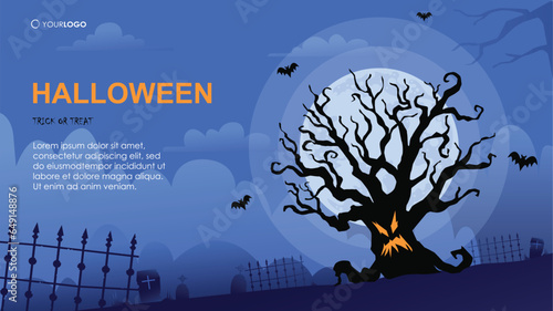Halloween theme Landing page background vector