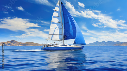 Greece Flag on a Sailboat in the Aegean Sea - Generative AI