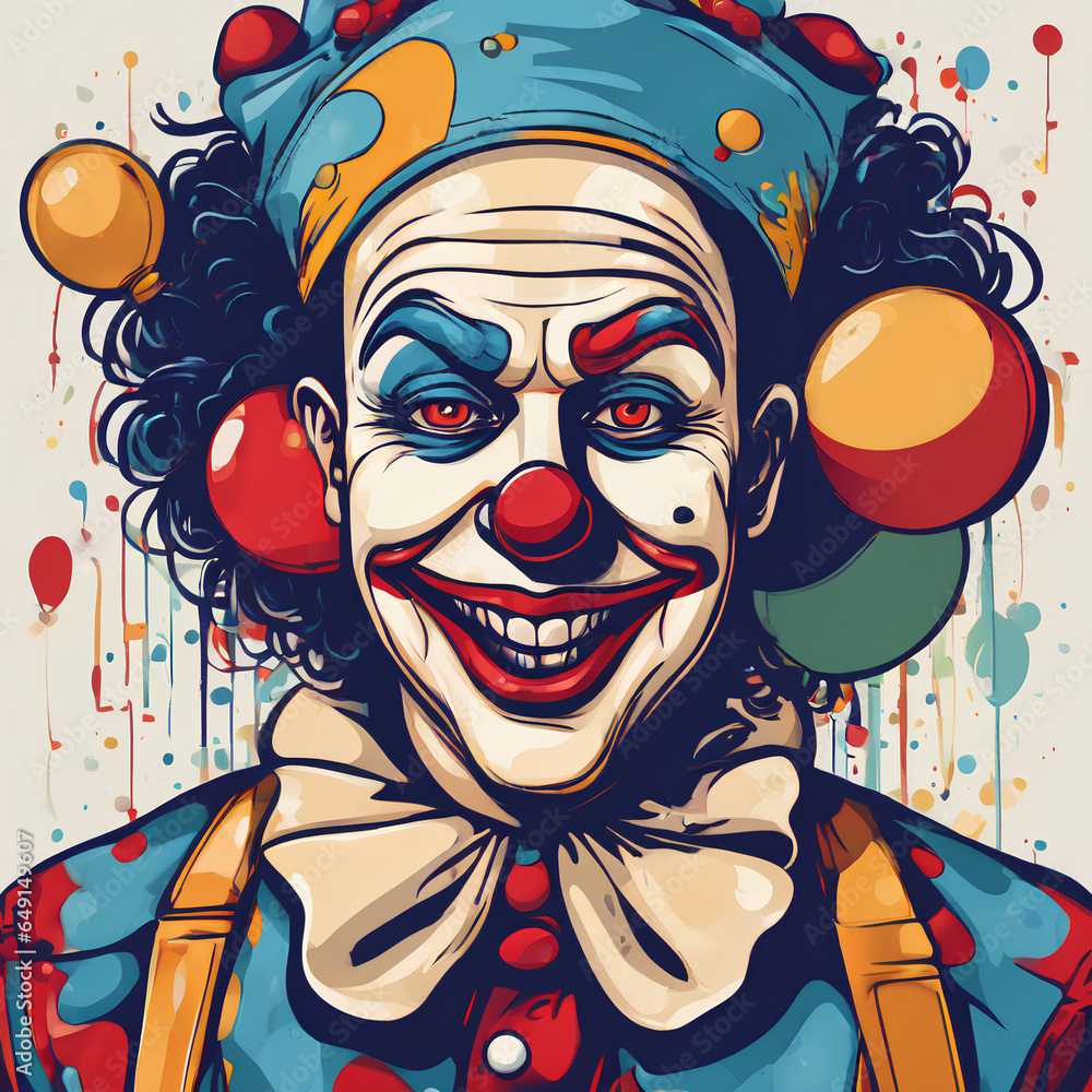 Smile Jester Clown - Creepy Halloween Cartoon Character with a Psycho Twist Smile Jester Clown - Creepy Halloween Cartoon Character with a Psycho Twist