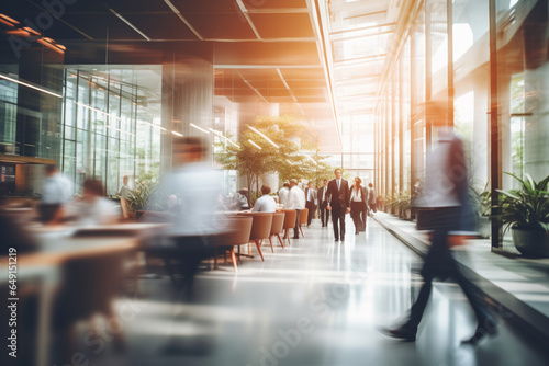 Busy modern workplace, Working process in the office, business people working, walking and talking, blurred motion