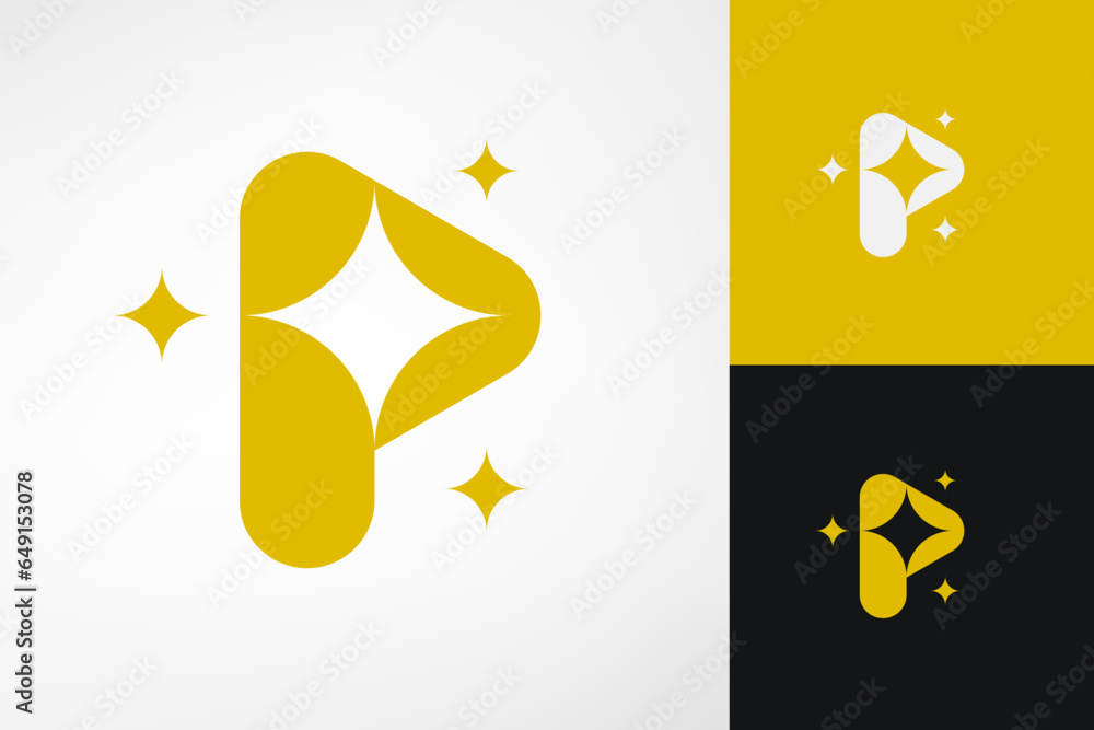 The letter P with a star symbol replaces the hole in the bowl. Describes a successful, forward-thinking and professional business. Suitable logo for business consulting companies, personal brands, etc - obrazy, fototapety, plakaty 