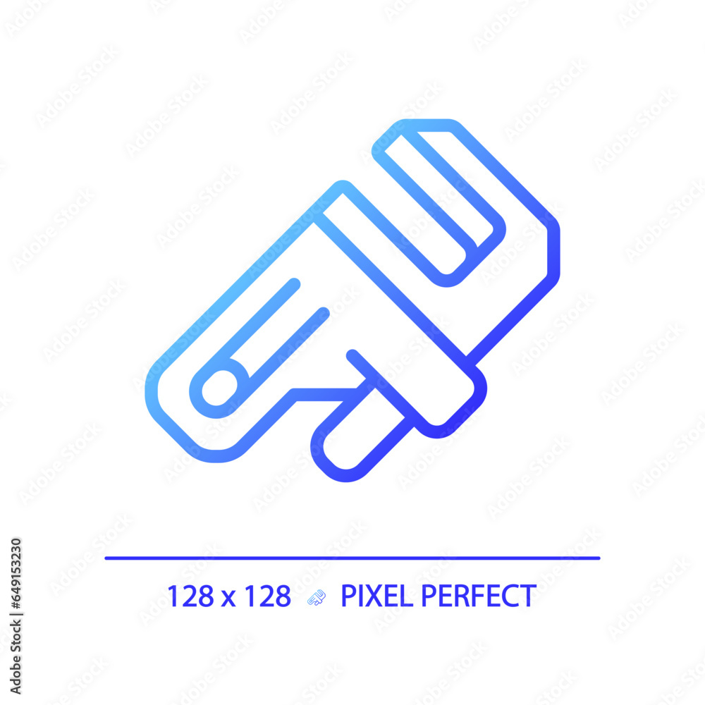 2D pixel perfect gradient adjustable wrench icon, isolated vector, blue thin line illustration representing plumbing. 2D pixel perfect gradient adjustable wrench icon, isolated vector, blue thin line illustration representing plumbing.