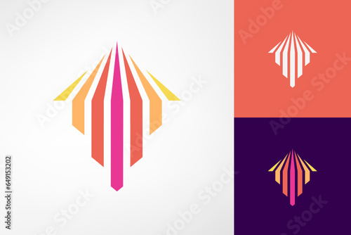 Colorful striped logo that forms an upward arrow. Fun and interesting logo. Suitable as a logo for a financial company, business consultancy, or as a graphic element for your design project.