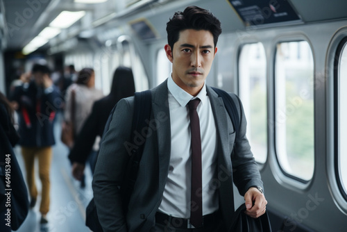 Businessman on the go in a city commuting to work, South Korea lifestyle © alisaaa