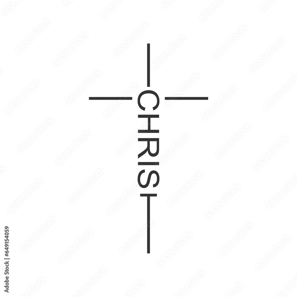 Christ name in the shape of a cross. Christian, religious and churh typography concept. Design with christian icon religion.