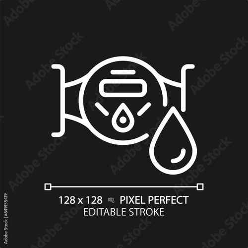 2D pixel perfect editable white water meter icon, isolated vector, thin line illustration representing plumbing.
