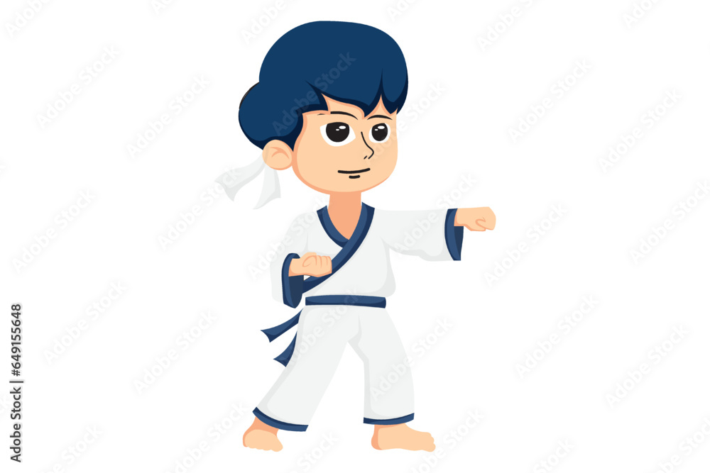 Cute Little Karate Boy Character Illustration Cute Little Karate Boy Character Illustration
