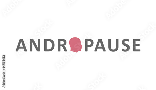 Andropause theme typography graphic work. Male head silhouette