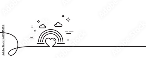 Lgbt line icon. Continuous one line with curl. Pride rainbow with heart sign. Gender diversity symbol. Lgbt single outline ribbon. Loop curve pattern. Vector