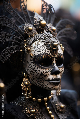 Catrinas parade in stunning attire embodying Day of the Deads skeletal elegance 