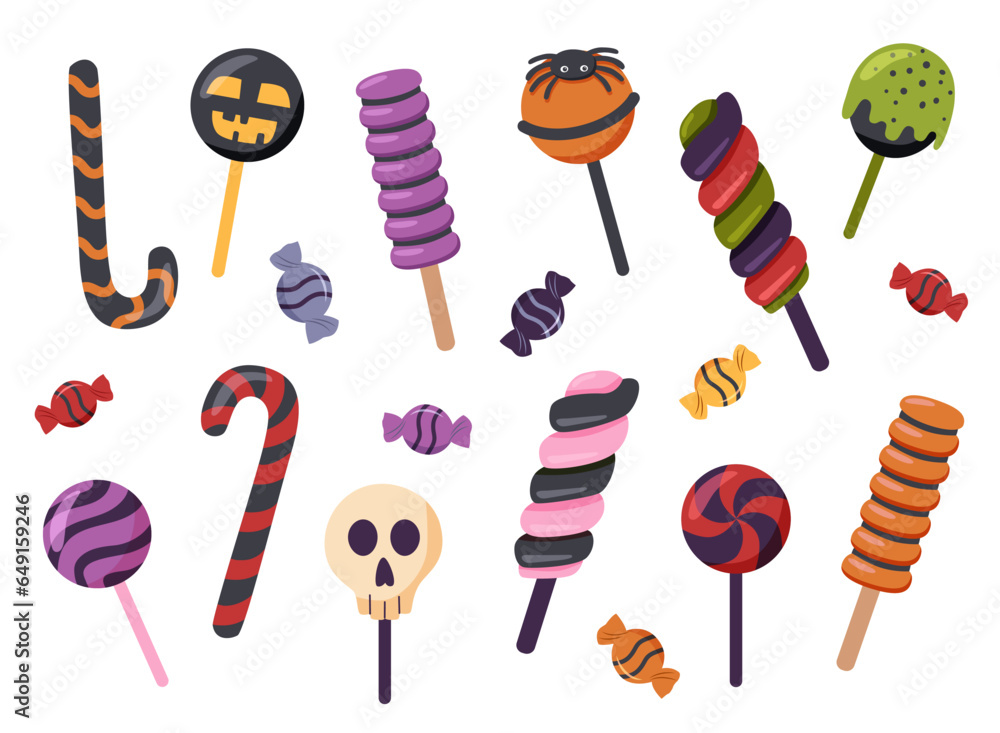 Set of Halooween creepy sweet. Halloween treat. Set of Halooween creepy sweet. Halloween treat.