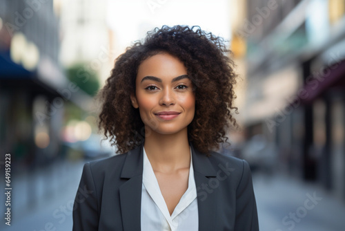 Black woman with portrait in city, corporate leader and headshot with career success, vision and mindset, Professional mission, outdoor and job goals with management, employee and lawyer