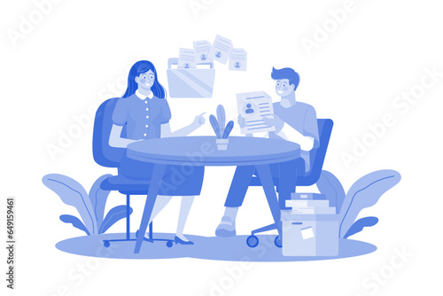 A human resources manager interviews job candidates.