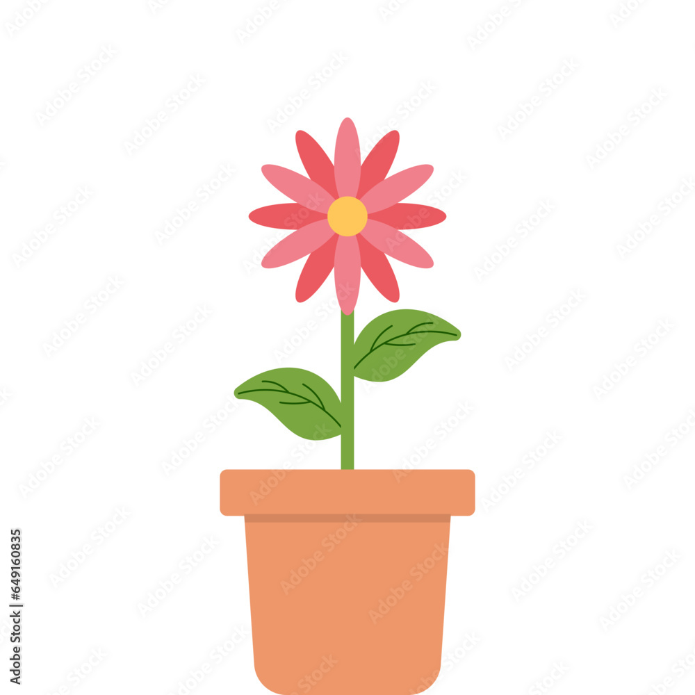 Retro Flower With Potted Retro Flower With Potted
