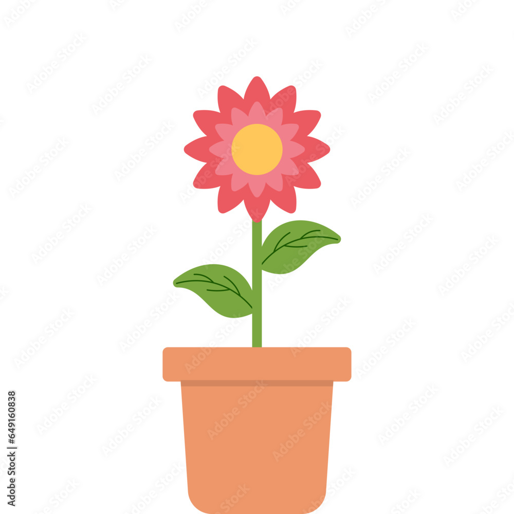 Retro Flower With Potted