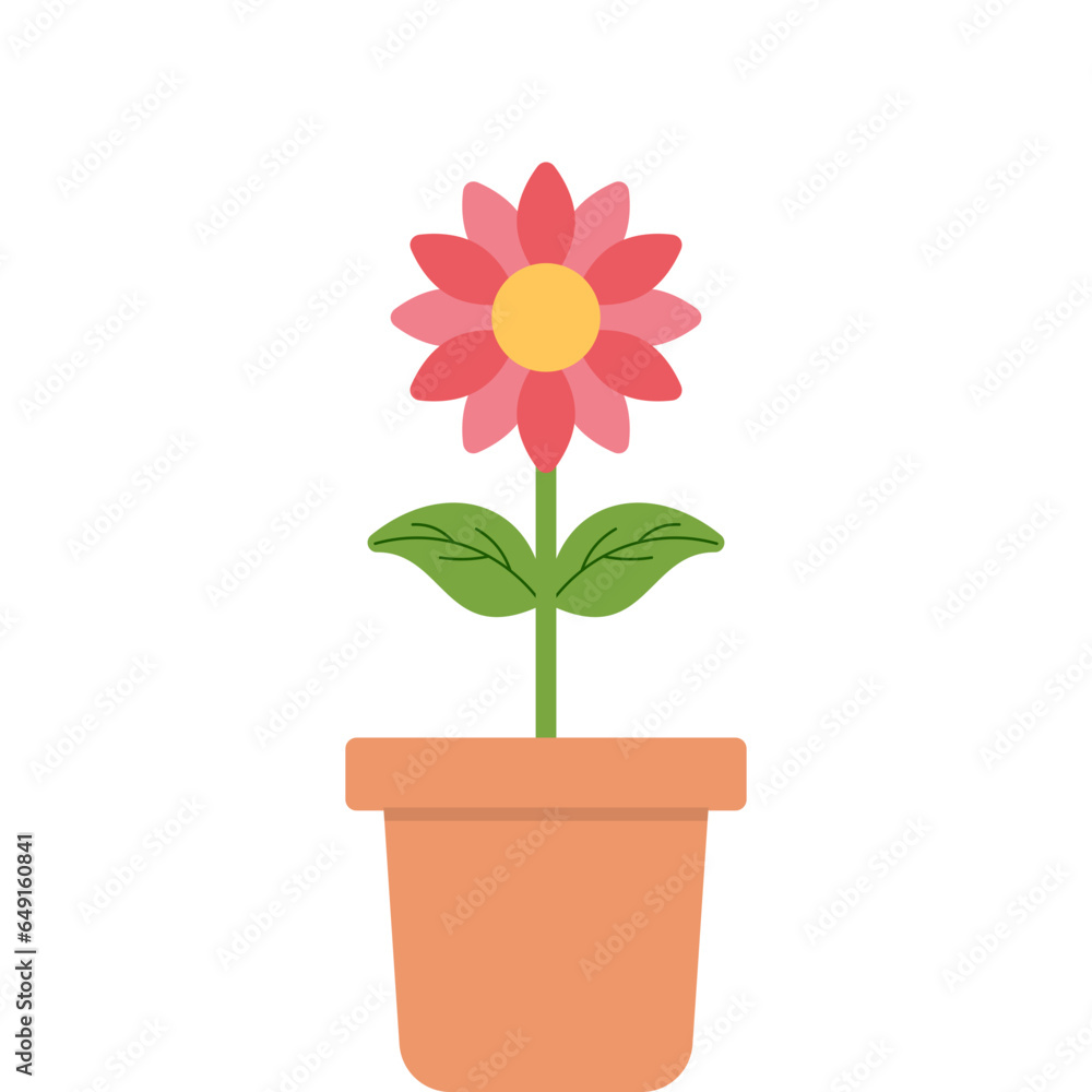 Retro Flower With Potted Retro Flower With Potted