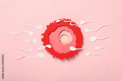 Fertilization concept, ovulation period, sperm and egg.