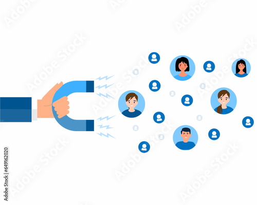 Attract customers and target audience on social networks Customer retention concept.